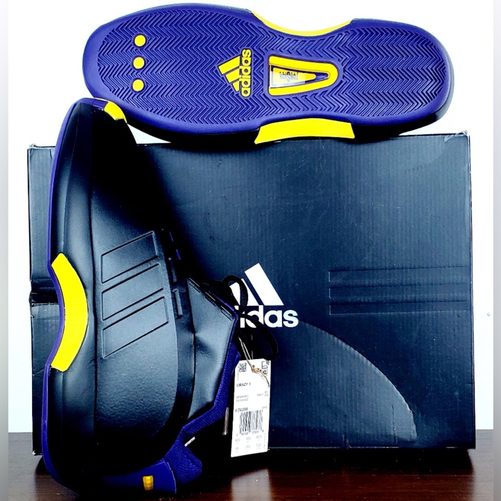 Adidas Kobe Bryant Crazy 1 Lakers Purple Yellow Sneakers Basketball Shoes NWT
